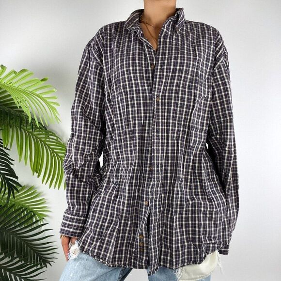 Men's Vintage 90s Grunge Indie Streetwear Striped Long Sleeve Button Up Top / M - Picture 1 of 5